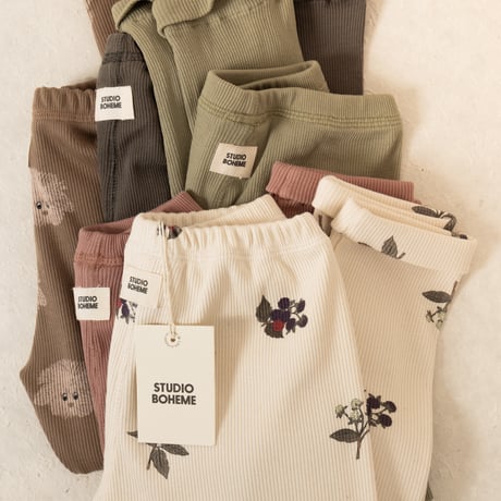 STUDIO BOHEME  /  ROM POM LEGGINGS  ECRU / BLACKBERRIES