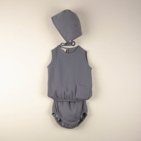 【 ラスト1点 】Popelin  /  Greyish-blue organic shirt with cutaway sleeve