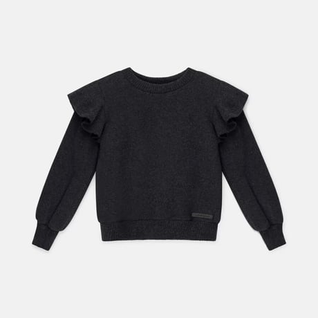 【 ラスト1点 】MY LITTLE COZMO  /  ORGANIC KNIT RUFFLE SWEATER  DARK GREY