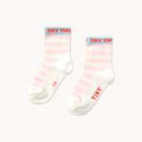 TINYCOTTONS  /  STRIPES SHORT HEIGHT SOCKS -off-white/pastel pink