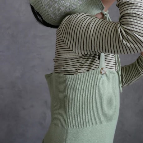 【 ラスト1点 】poche  /  knit salopette - pistachio