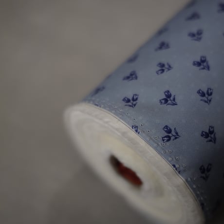 RITAPAPERI  /  MAX 2m cut : original design fabric - Turkish Lily Blue < Faded Bloom >