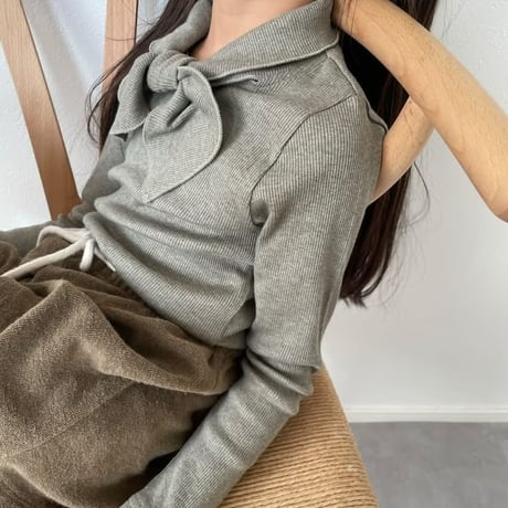 【 ラスト1点 】matph /  bowtie longsleeve tee  khaki