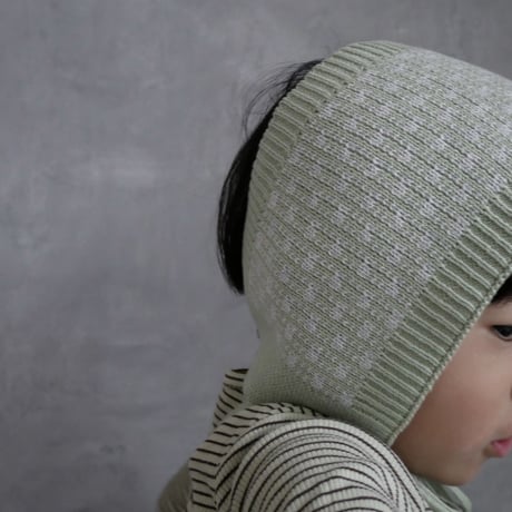 poche  /  bow tie bonnet - pistachio × oatmeal