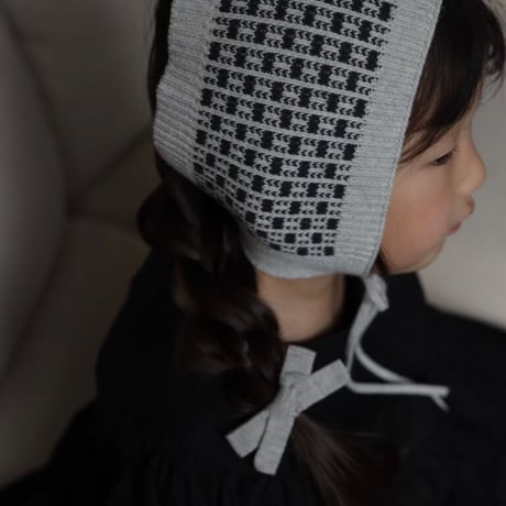poche  /  bow tie bonnet - oatmeal × black