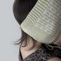 poche  /  bow tie bonnet - pistachio × oatmeal