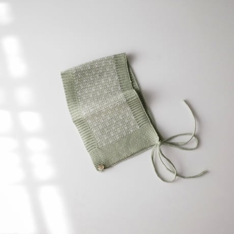 poche  /  bow tie bonnet - pistachio × oatmeal