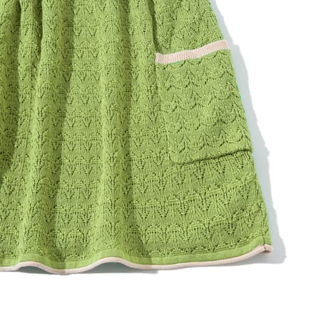 【 ラスト1点 】knit planet / FLORAL SKIRT -LAWNGREEN