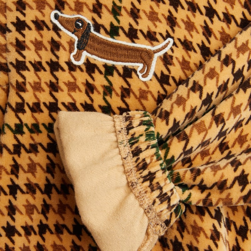 MINI RODINI / DOG HOUNDSTOOTH AOP VELOUR HALF