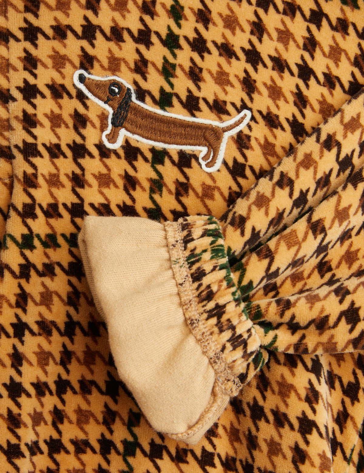 MINI RODINI / DOG HOUNDSTOOTH AOP VELOUR HALF MINI RODINI / DOG HOUNDSTOOTH AOP VELOUR HALF