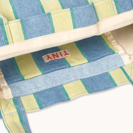 TINYCOTTONS  /  RETRO STRIPES TOTE BAG light wash denim
