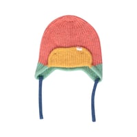 【 ラスト1点 】TINYCOTTONS  /  COLOR BLOCK EARFLAP BEANIE -pink/emerald