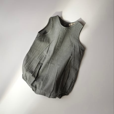 CARAMEL  /  PILEA BABY ROMPER - BLACK MICRO CHECK