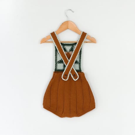 【 ラスト1点 】iver & isla  /  patchwork quilt romper  -acorn
