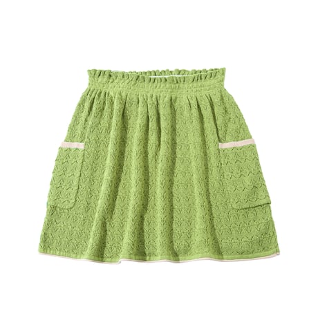 【 ラスト1点 】knit planet / FLORAL SKIRT -LAWNGREEN