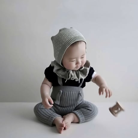 poche  /  bow tie bonnet - pistachio × oatmeal