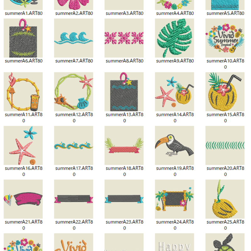 ビビッドサマーデザイン刺繍データ | ミシン刺繍LOVE