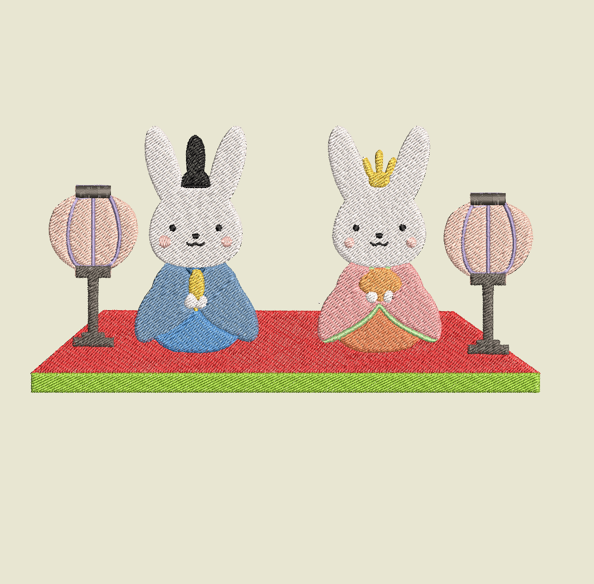うさぎのお雛様 （ダウンロード） | ミシン刺繍LOVE