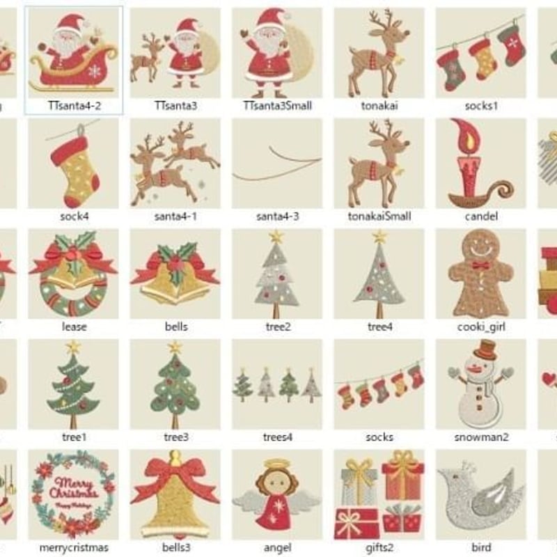 クリスマスのデザイン刺繍データセット | ミシン刺繍LOVE