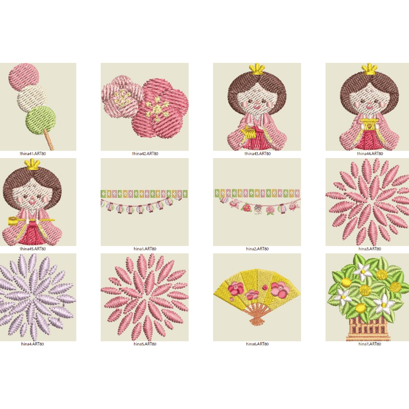 ひな祭りデザイン刺しゅうセット（JanomeJEF） | ミシン刺繍LOVE