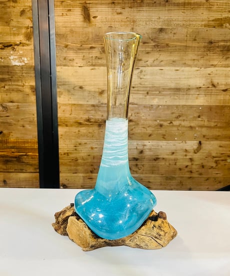 【現品商品No.320】FLOWER VASE フラワーベース  LIGHT SEA BLUE
