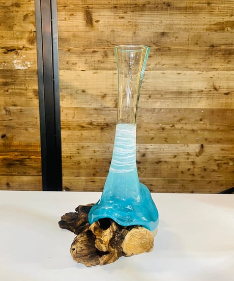 【現品商品No.320】FLOWER VASE フラワーベース  LIGHT SEA BLUE