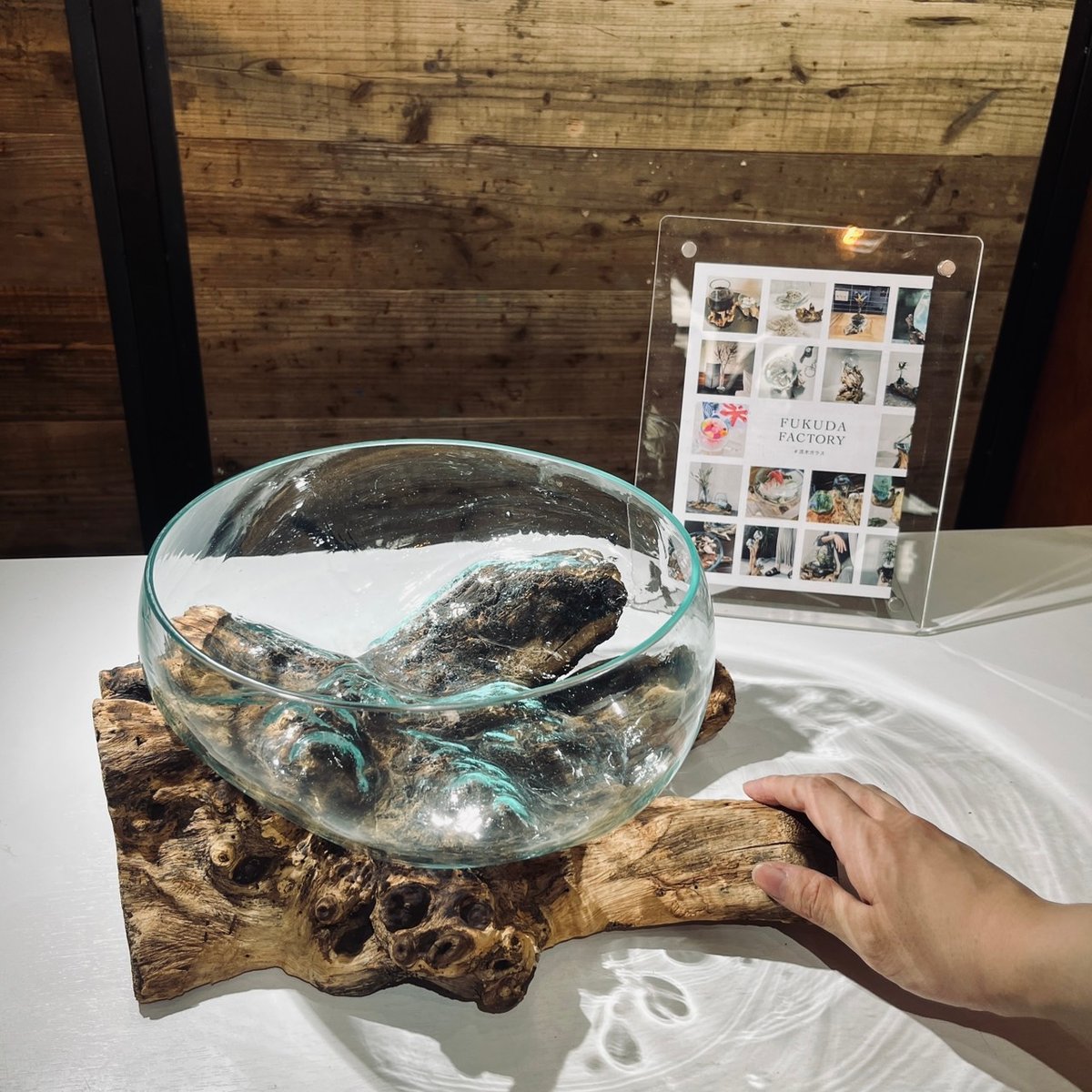 色変わり色吹雪文様　マーブル柄　コンポート 現品商品No.351】WIDE ワイド / XL | 流木ガラス専門店 FUKUDA F