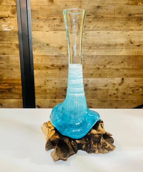 【現品商品No.320】FLOWER VASE フラワーベース  LIGHT SEA BLUE