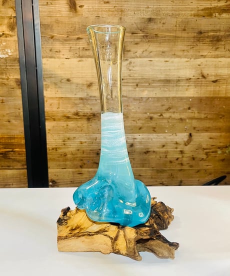 【現品商品No.320】FLOWER VASE フラワーベース  LIGHT SEA BLUE