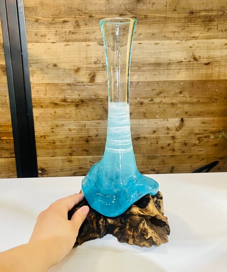 【現品商品No.320】FLOWER VASE フラワーベース  LIGHT SEA BLUE