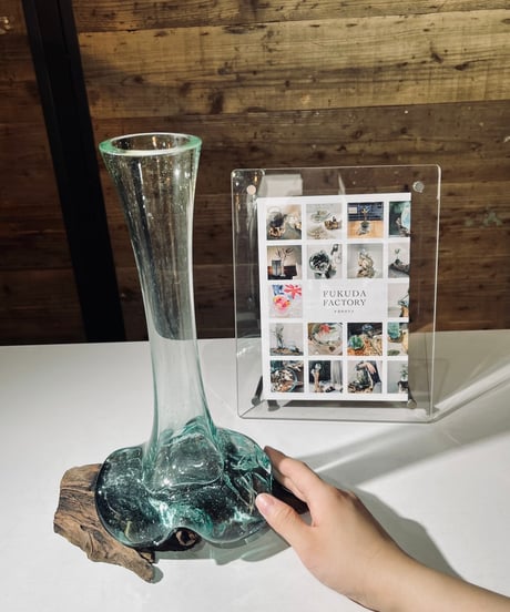 フラワーベース 花瓶（流木 石 吹きガラス） フラワーベース 花瓶（流木 石 吹きガラス） FLOWER VASE