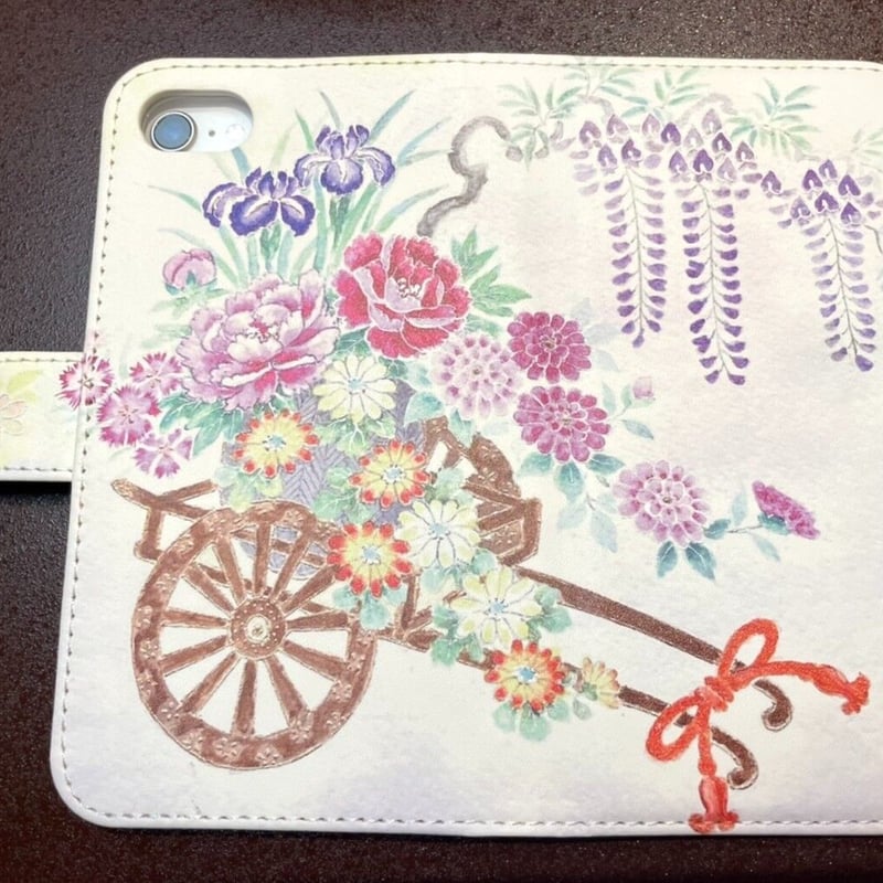 友禅スマホケース手帳型 花車 | 隆生工房 STORE
