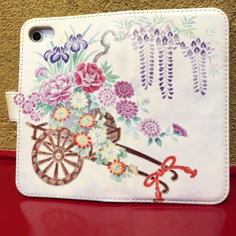 友禅スマホケース手帳型 花車 | 隆生工房 STORE