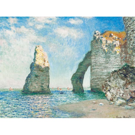★ モネ 「エトルタの断崖」 額入り 複製画 高精彩工芸画 額絵 額装画 名画 レプリカ 透明アクリル 印象派 J1-232 【納期：約1週間】
