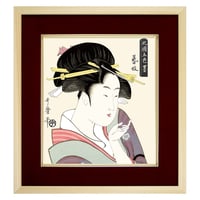 【色紙額】 喜多川歌麿「芸妓」  額入り 美人画 複製色紙 特殊工芸画 江戸の浮世絵 錦絵 木版画  大首絵 模写 レプリカ K3-036