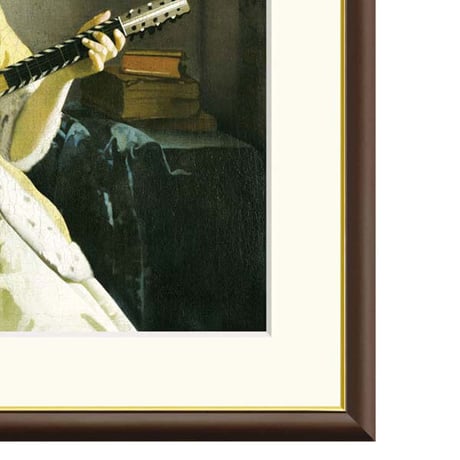 ★ フェルメール 「ギターを弾く女」  額入り 複製画 高精彩工芸画 額絵 額装画  名画 レプリカ 透明アクリル オランダ黄金期 美人画 バロック期 J1-003【納期：約1週間】