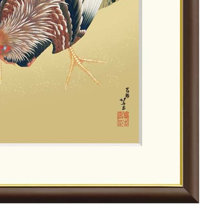 ● 葛飾北斎 「軍鶏図」 額入り 複製画 高精彩工芸画 額装画 動物 名画 レプリカ 原画は肉筆画 メトロポリタン美術館（アメリカ）所蔵  J2-137 【納期：約1週間】