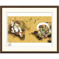 ● 尾形光琳 「風神雷神図」額入り 複製画 高精彩工芸画 額装画 日本画 名画 レプリカ 琳派 京都 俵屋宗達 重要文化財 東京国立博物館所蔵 J2-141 【納期：約1週間】