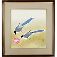 【色紙額】 小林古径「尾長鳥」複製画　額入り　色紙額　特殊工芸画　野鳥　動物画　吉祥開運　日本画　名作 K10-089