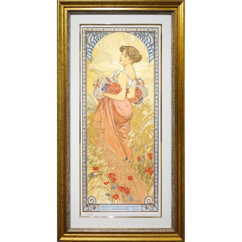 ☆ 版画 ミュシャ 「夏・四季（1900年） 」 ジクレー 額入り ミュシャ