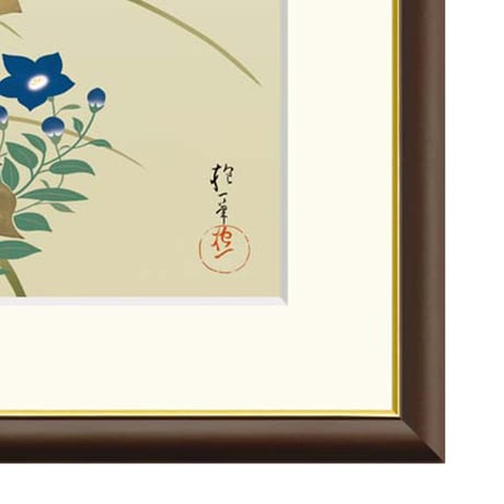 ● 酒井抱一 「秋草に螽斯図」 額入り 複製画 高精彩工芸画 額装画 日本画 名画 レプリカ 風景 江戸琳派 花鳥十二ヶ月図 八月 皇居三の丸尚蔵館所蔵   J2-083【納期：約週間】