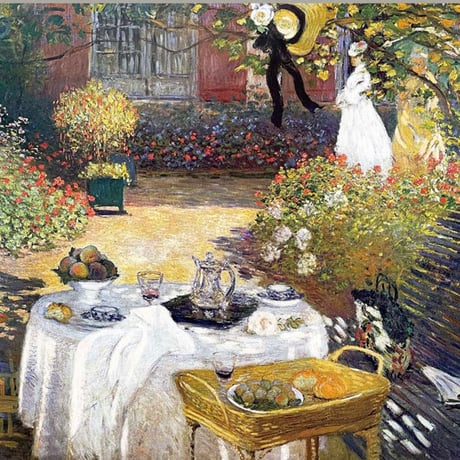★ モネ 「昼食」 額入り 複製画 高精彩工芸画 額絵 額装画 名画 レプリカ 透明アクリル 印象派 風景画 オルセー美術館 アート J1-030【納期：約1週間】