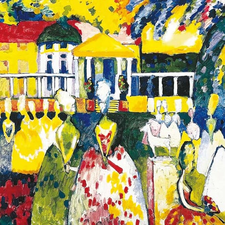 カンディンスキー 「クリノリン・スカート」 額入り 複製画 高精彩工芸画 額装画 レプリカ 前衛 アート 抽象画 表現主義 J1-196 【納期：約1週間】