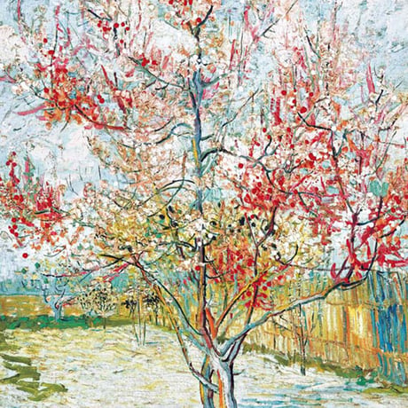 ★ ゴッホ 「花ざかりの桃の木」 額入り 複製画 高精彩工芸画 額絵 額装画 名画 レプリカ 透明アクリル ポスト印象派 アルル時代 モーヴの思い出  J1-066 【納期：約1週間】
