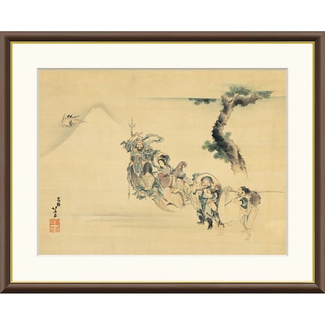 ● 葛飾北斎 「七福神」 額入り 複製画 高精彩工芸画 額装画 縁起絵 名画 レプリカ 原画は肉筆画  ネルソン・アトキンス美術館（アメリカ）所蔵 J2-136 【納期：約1週間】