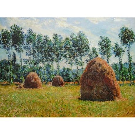 ＊ モネ 「ジヴェルニーの積みわら」 F6号　額入り　複製画　名画額縁　風景画　ジクレー　透明ジェル加工　透明アクリル　印象派 【世界の名画】