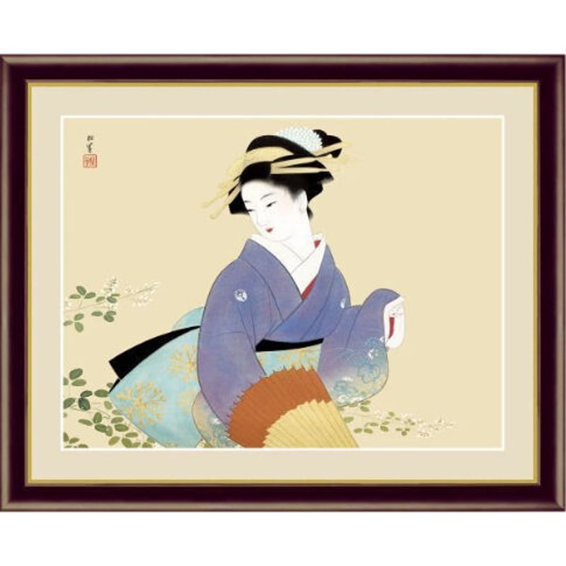 送料無料 （紙本)手描き 墨彩 上村松園 焔 日本画 焔』上村松園 | -