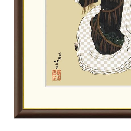 ● 葛飾北斎 「年始回りの遊女図」 額入り 複製画 高精彩工芸画 額装画 人物 美人画 名画 レプリカ 浮世絵 原画は肉筆画 スミソニアン フリーア美術館所蔵 J2-132 【納期：約1週間】