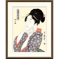 ● 喜多川歌麿 「切の娘」額入り 複製画 高精彩工芸画 額装画 浮世絵 大首絵 名画 レプリカ 人物 美人画 錦絵 木版 北国五色墨 J5-G009 【納期：1週間】