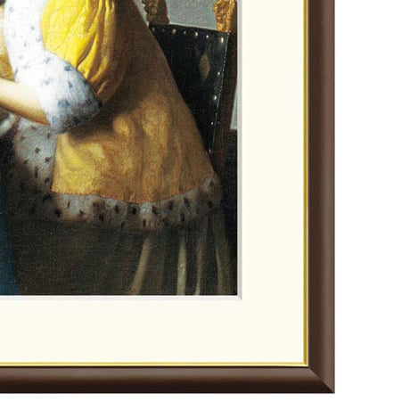 ★ フェルメール 「手紙を書く女」 額入り 複製画 高精彩工芸画 額絵 額装画  名画 レプリカ 透明アクリル バロック オランダ黄金期 J1-007【納期：約1週間】